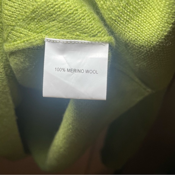 Robert Talbott Lime Green 100% Merino Wool Sweater Size XL - Picture 3 of 6